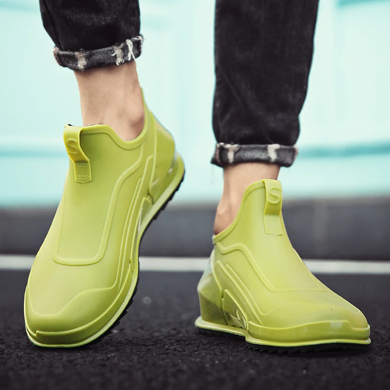 Anti slip rain shoes mens rain boots waterproof shoes kitchen rubber shoes overshoes car washing fishing shoes 241114