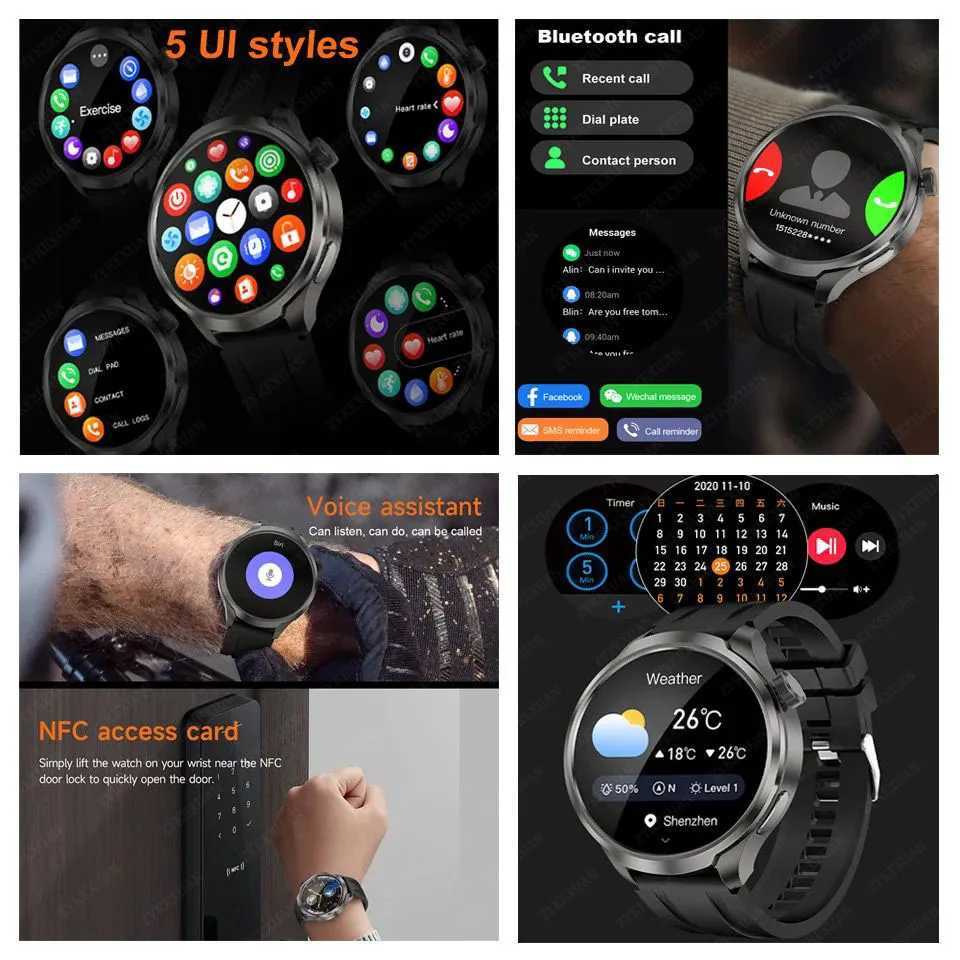 2024 New Outdoor Sports Smart Watch for Men AMOLED Sn NFC GPS Cpass Rate Waterproof Call Smart Watch Y241114