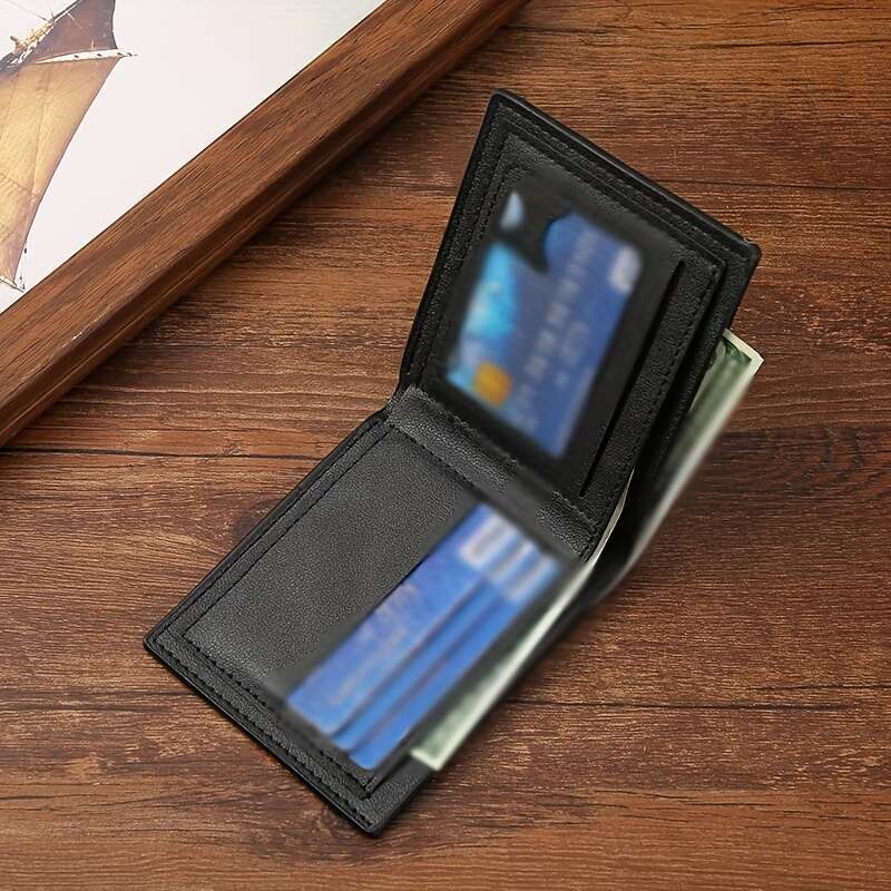 Men's Business Horizontal Short Money Clip, Fashion Large Capacity PU Leather Wallet