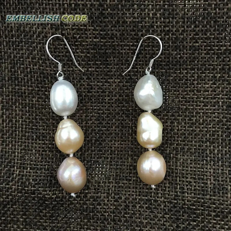 Summer Sheen Half Baroque Necklace Bracelet Hook Pendant Earrings Pearl Set Mixed Colors White Pink Purple Freshwater Pearl 241115