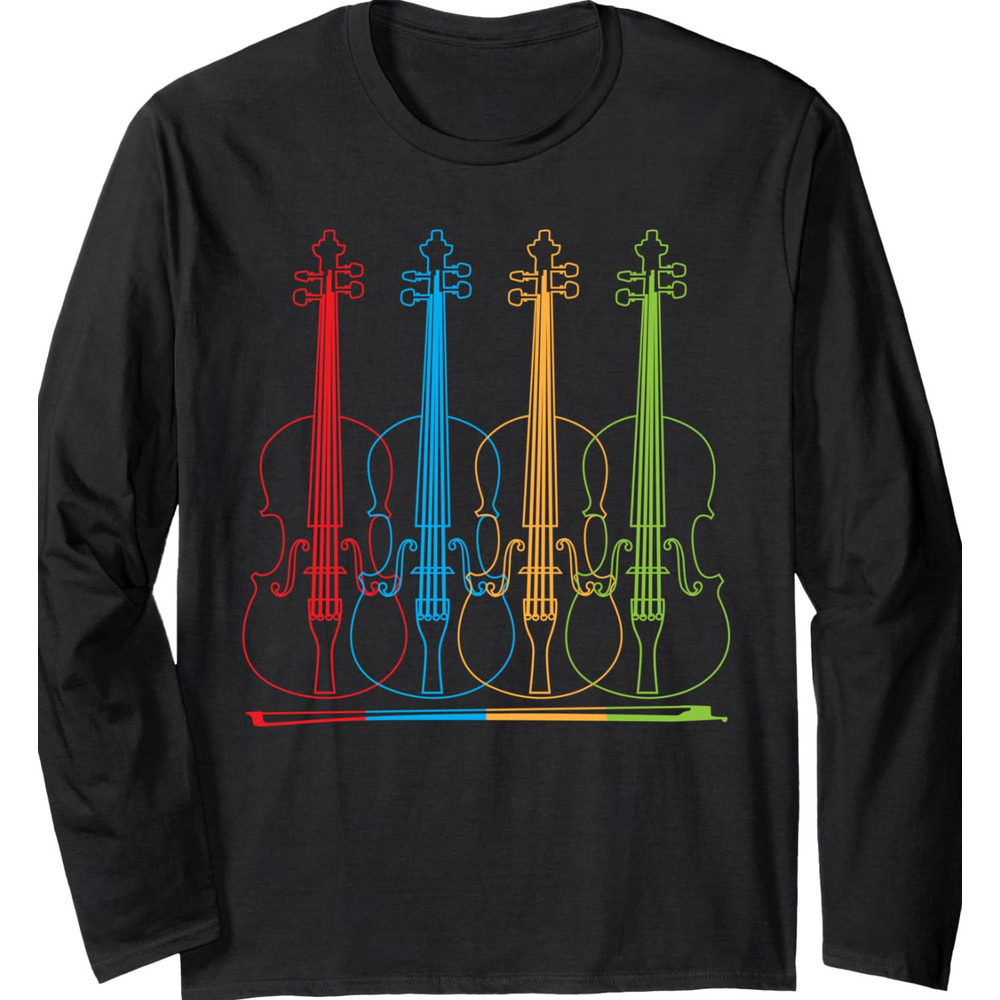 Long Sleeve Shirts for Men sweatshirt Vintage Colorful Violin Cute Design Funny Music Gift Long Sleeve T shirt Tee Streetwear Casual tops clothes fash