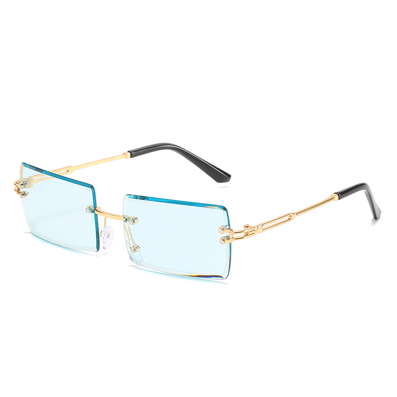 Men's and women's stylish rimless glasses rectangular lightweight glasses full-rimmed glasses for travelling and taking photos