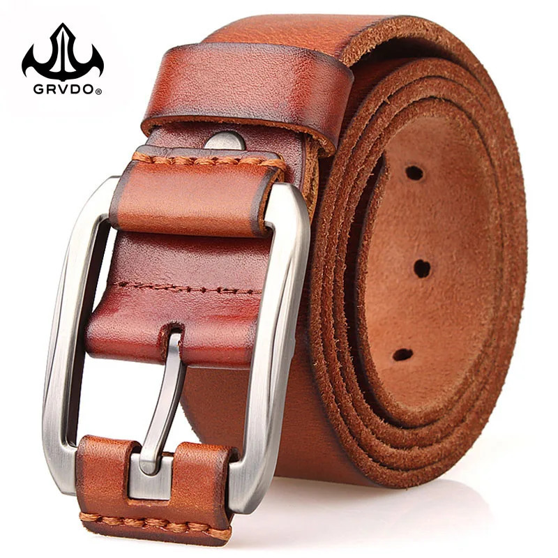 GRVDO menbelt full leather 100% genuine one layer pure cowhide soft denim mens thick long waistband 140cm 150cm 160cm 241115
