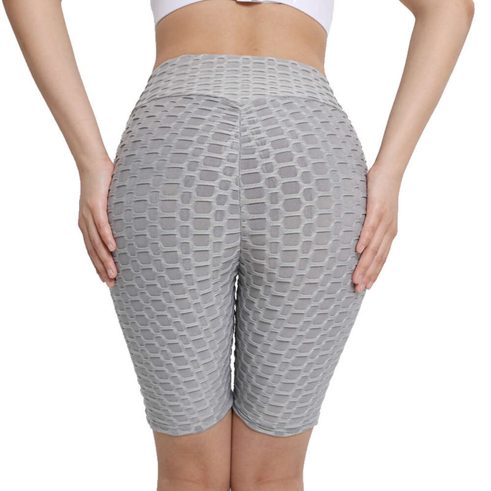 Sexy Jacquard Pocket Capris Yoga Fiess Peach Hip Up Bubble Sports Leggings for Women F41515