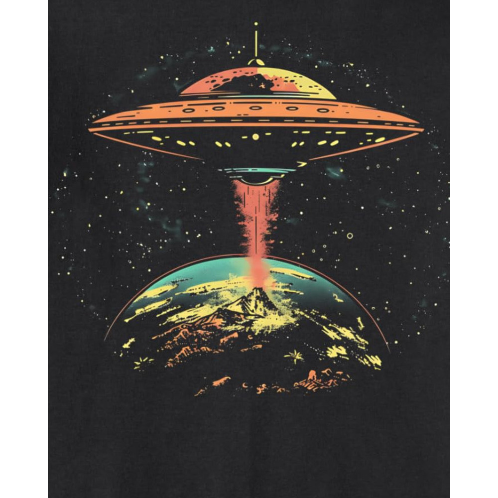 Long Sleeve Shirts for Men sweatshirt Alien UFO Spaceship Galaxy Earth Science Fiction Graphic Tee Sweatshirt T shirt Tee Streetwear Casual tops cloth