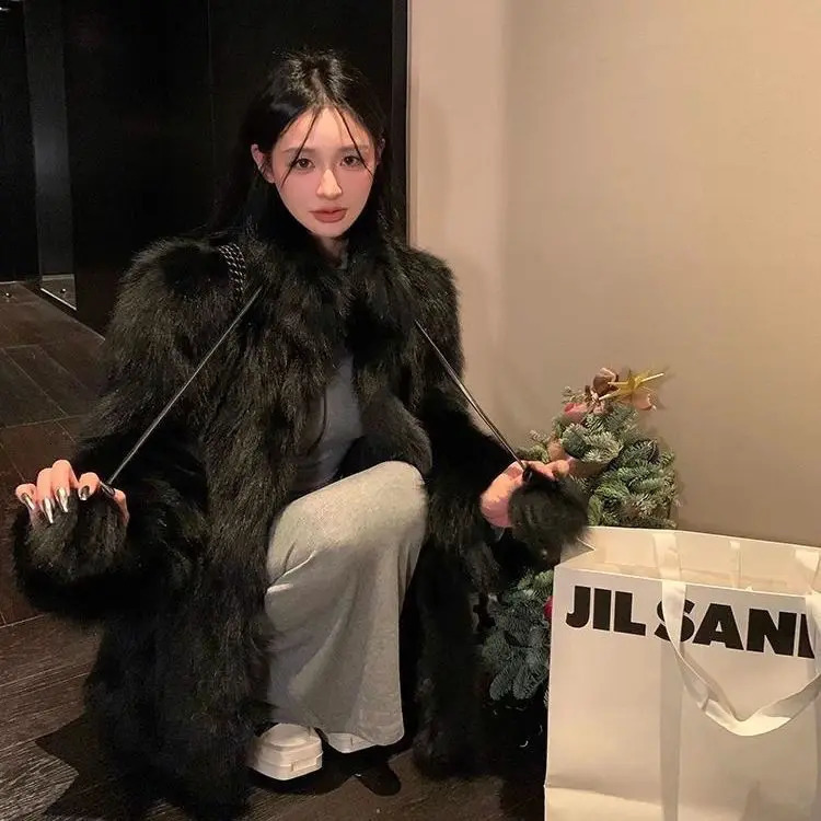 Fur House Womens Milk Ball Style Coat Youthful and Versatile Showing Off Thinness 241115