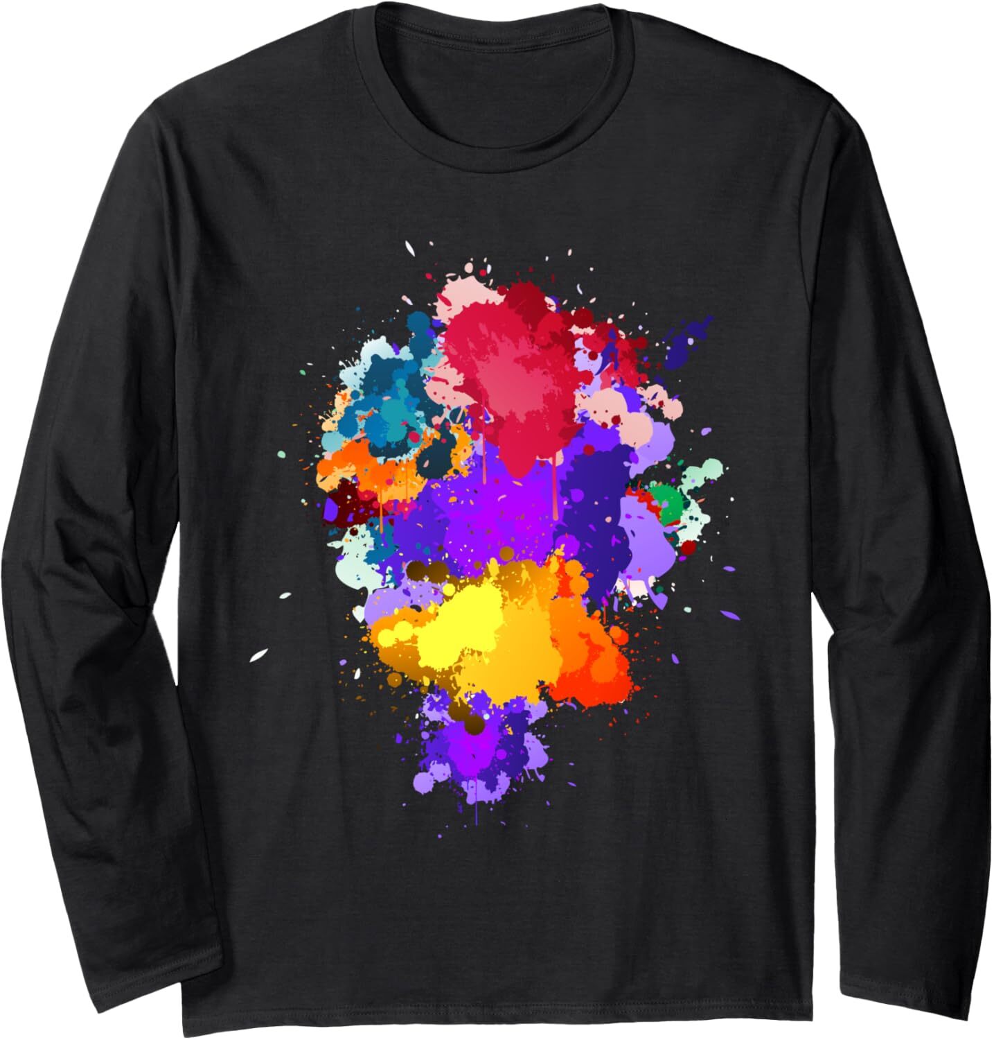 Long Sleeve Shirts for Men sweatshirt Colorful Splash Fun Artist Watercolor Funny Gift Long Sleeve Tee Streetwear Casual tops clothes fashion