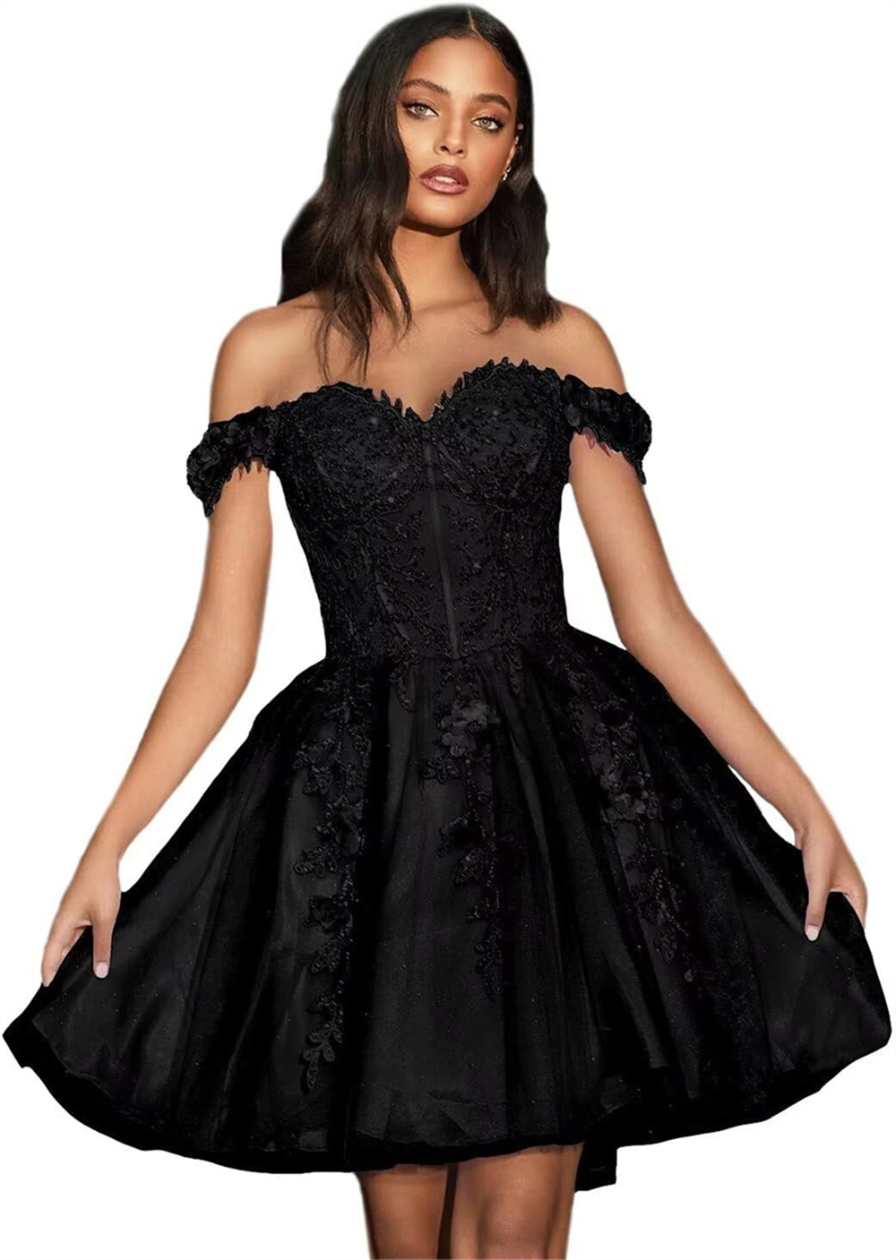 Short Homecoming Dresses Off-Shoulder Appliques Lace-up Sweetheart Tulle Ball Gown Plus Size Cocktail Formal Occasion Cocktail Prom Party Graudation G