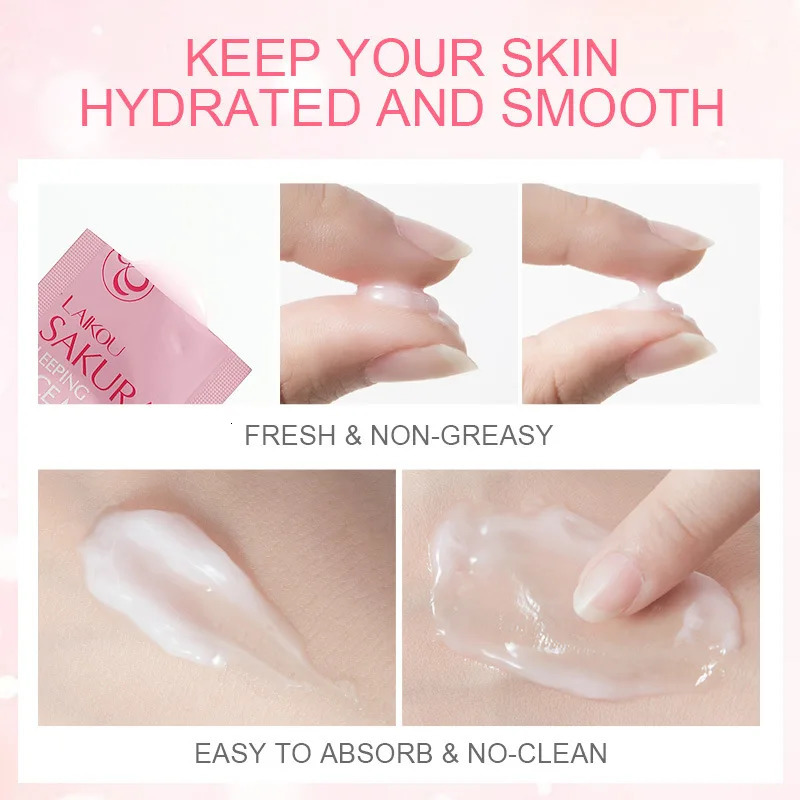 100 pcs LAIKOU Moisturizing Sleeping Mask Sakura Snail Seaweed Centella Face Mask Tendering Nourishing Oil-control Skin Care 241115