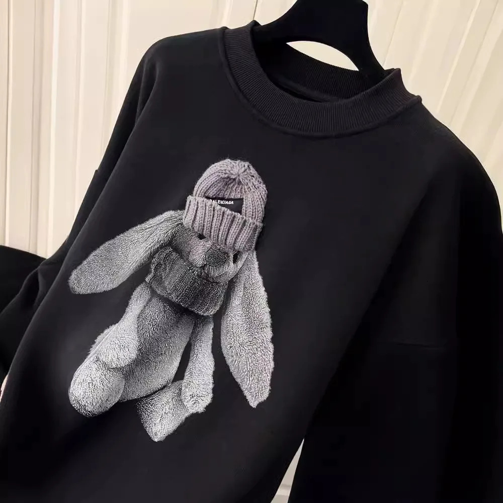 Designer's new women's sportswear loose casual wool thick autumn and winter base top