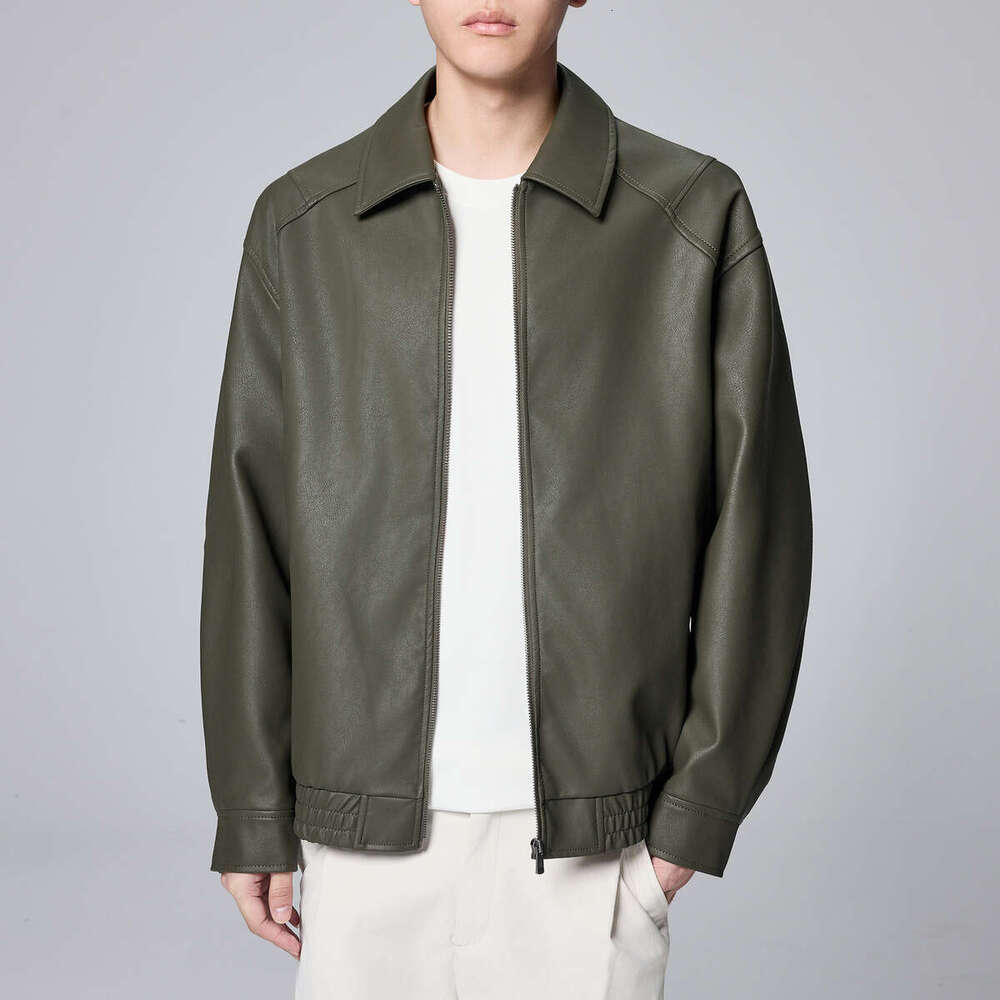 Mokaike Minimalist Lapel Matte PU 2024 Autumn New Item Structured Segmented Men's Jacket 81176