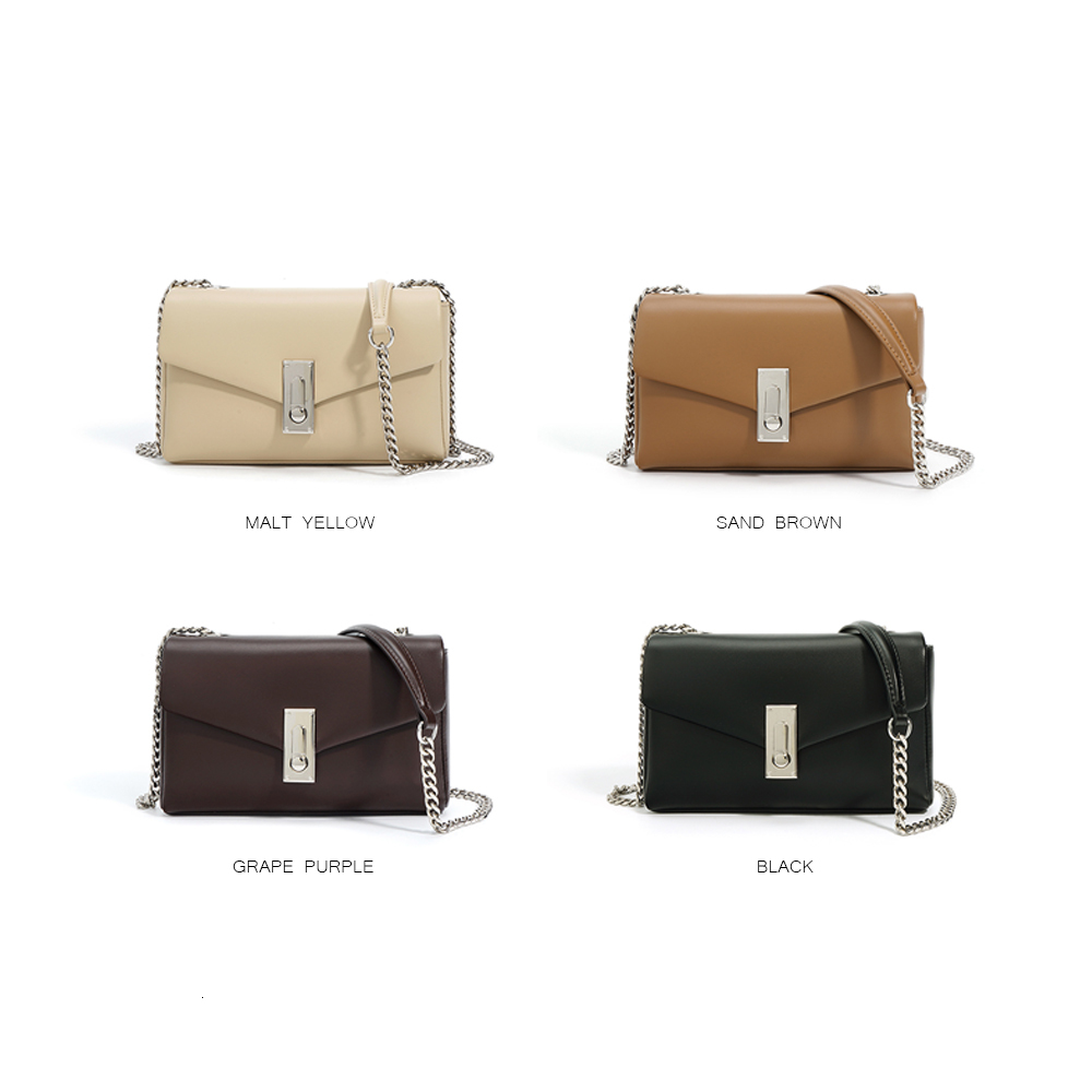 Solid Color Simple Small Leather Square Bag For Women Chain Shoulder Fashion Ladies Crossbody Bags dddmymoon