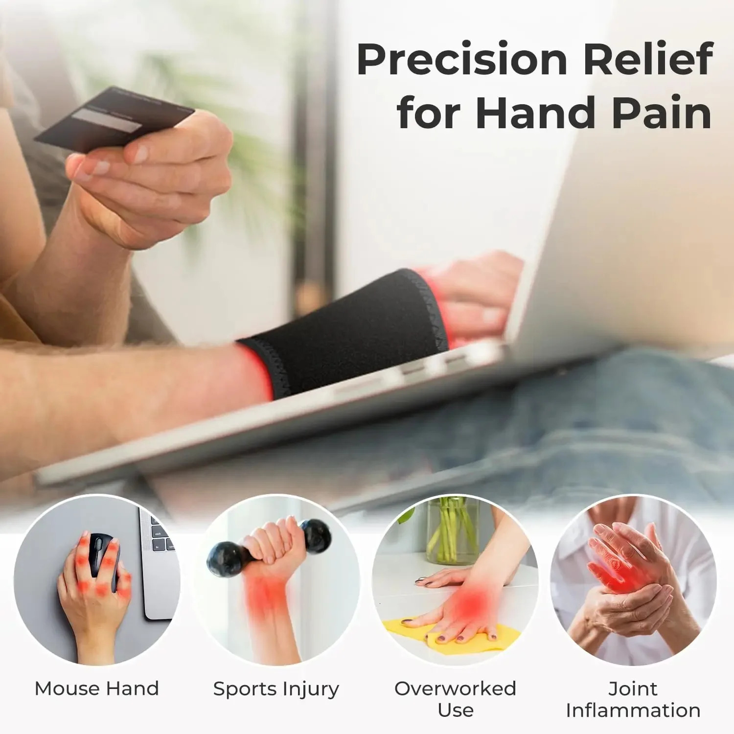 Sports wristband wearable red light therapy stand red light therapy stand wrist support stand hand massager 660nm 850nm LED lights 241114