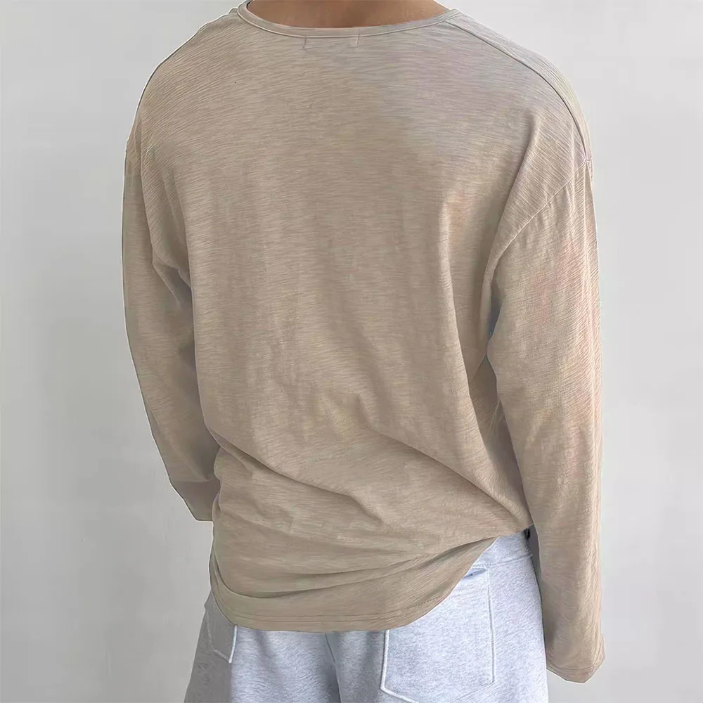Cotton Mens Long Sleeve Tshirts for Men Blouses Korean Trend Harajuku Loose T Shirts Spring Autumn Bottoming Soft 241114 - view 3
