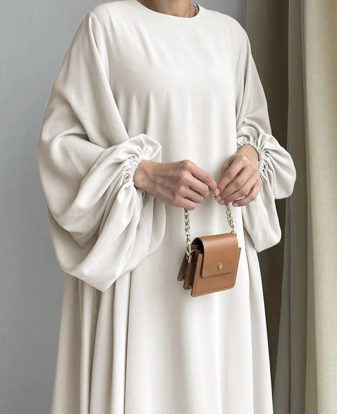 Womens Muslim Dress Simple Solid Abaya Ramadan Elegant Womens Casual Flat Long Dress Womens Humility Dress 241111