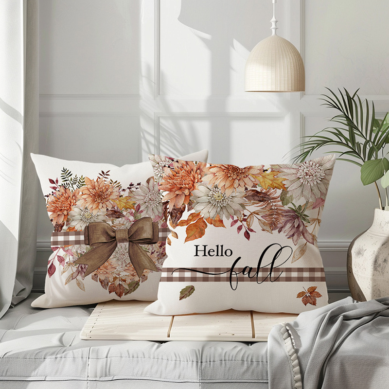 Throw Pillow Covers Spring Summer Garden Flowers Farmhouse Outside Furniture Bench Chair Decorative Cushion Cases 18x18 inch for Swing Deep Seat Bed C