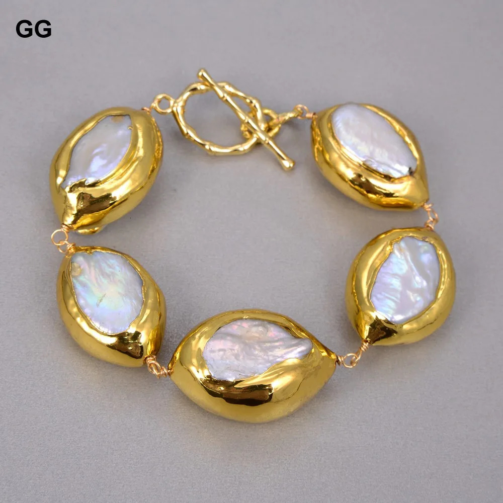 GuaiGuai Jewelry Natural Culture Baroque Kexi Pearl Necklace Kexi Pearl Gold Plated Bracelet Earring Set 241115