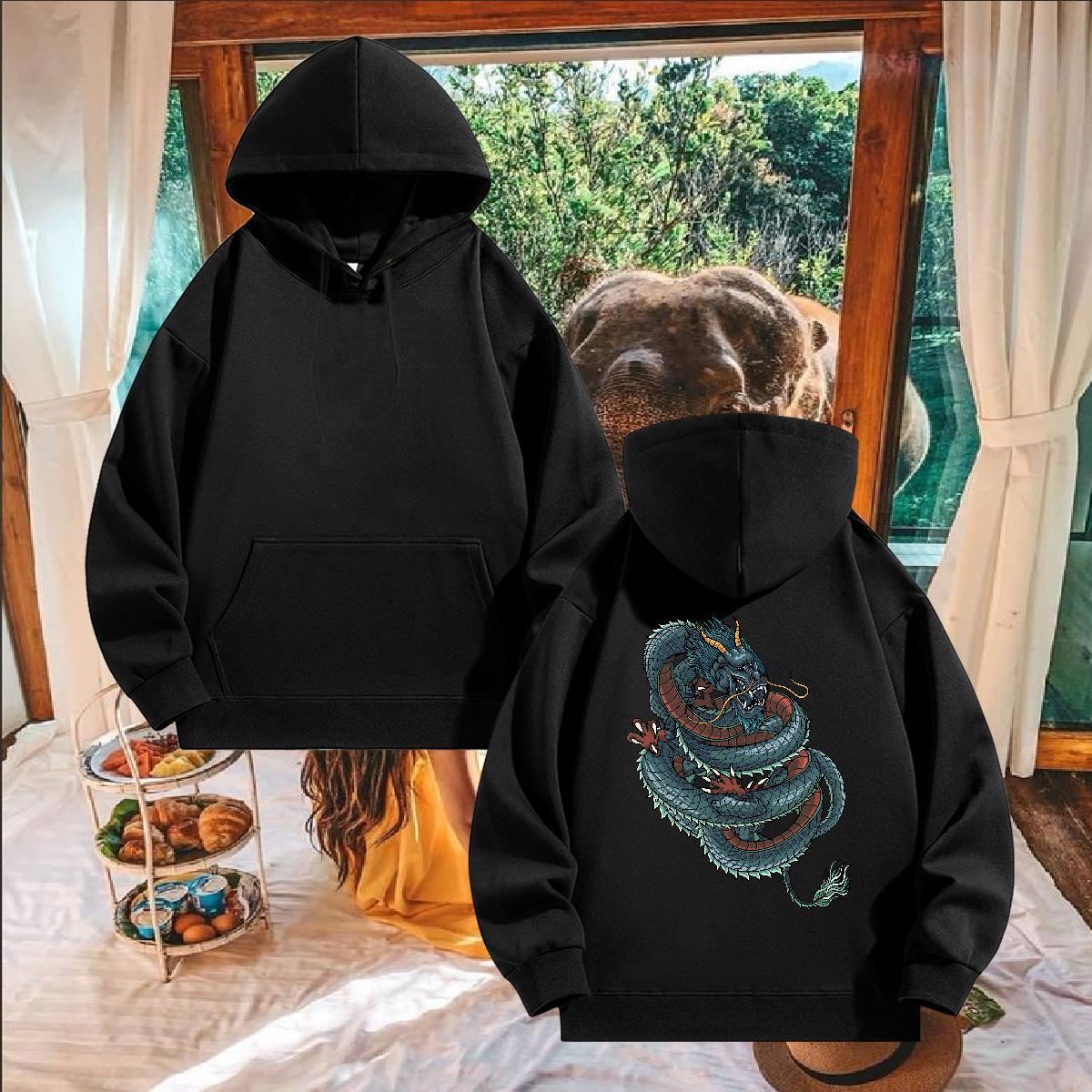 Classic Casual Men Hoodie Plus Size Cartoon High Quality Men's Hooded Sweatshirt Top Pullover Hoodie Street wear Hip Hop Cotton 350g Breathable