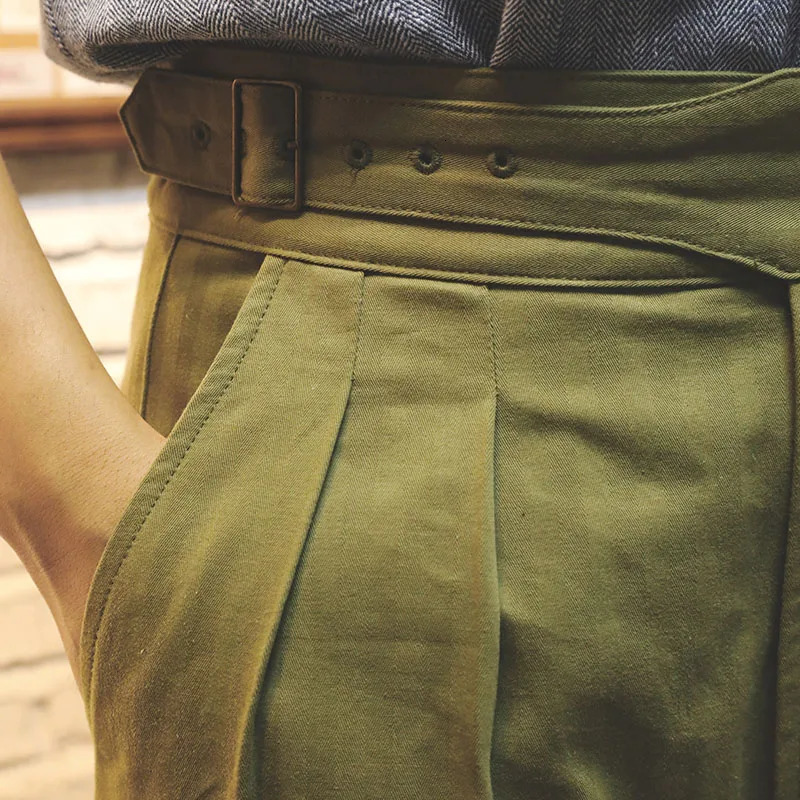 Red tornado herringbone cotton Gurkha pants mens daily casual style 2 241115