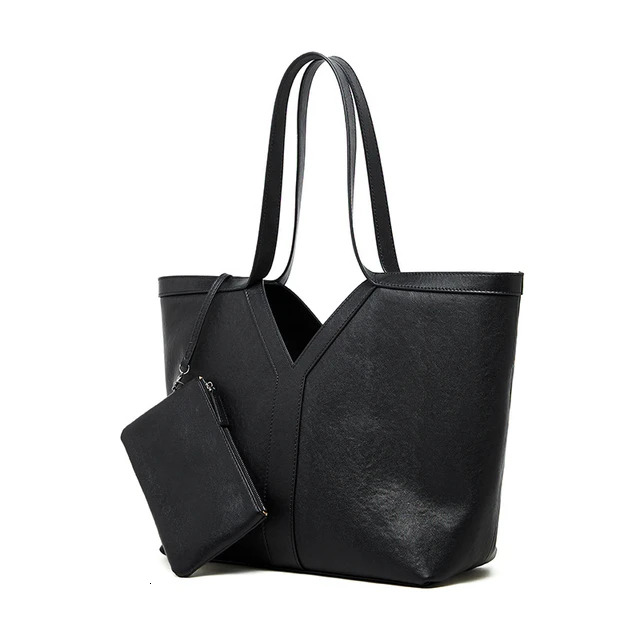 2 Pcs/Set Cow Genuine Leather Large Tote Shoulder Bags For Women Winter Designer Commuter Shopper Ladies Handbags Vintage BagVoyage