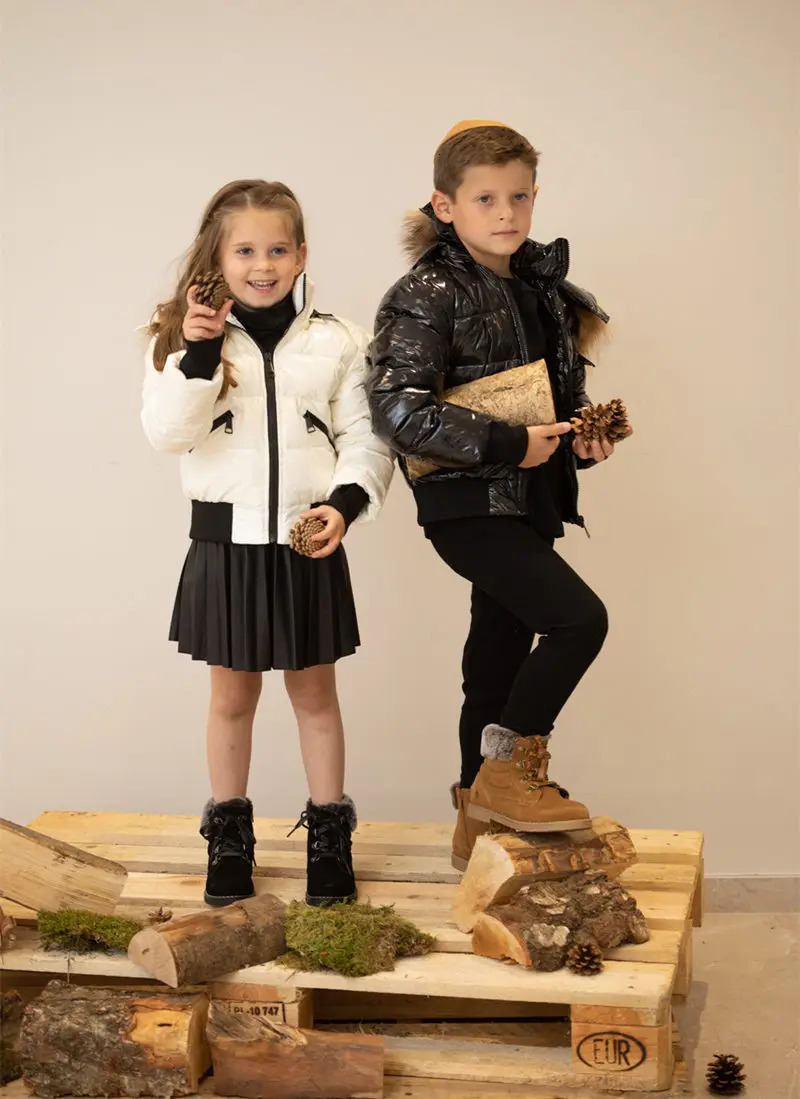 AS Winter kids Down Jackets bomber coats with nature fur 241115