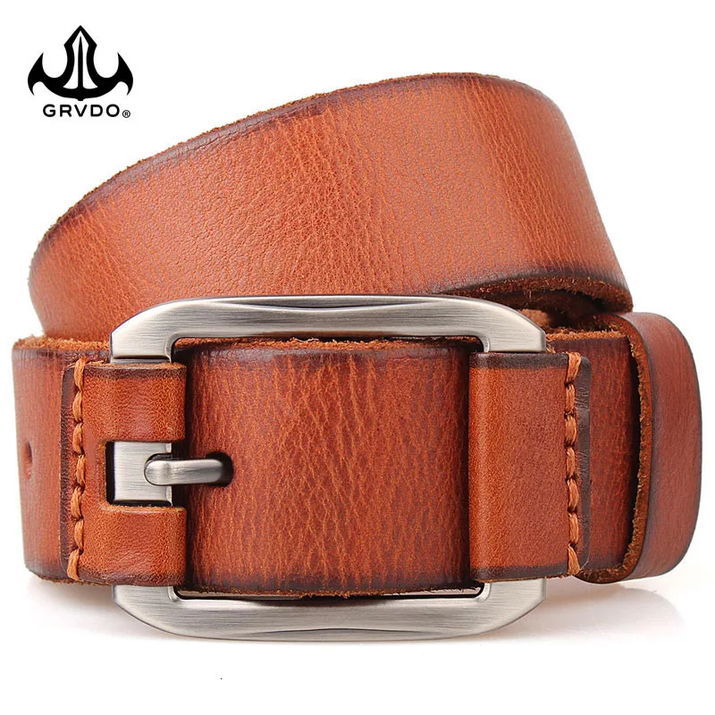 GRVDO menbelt full leather 100% genuine one layer pure cowhide soft denim mens thick long waistband 140cm 150cm 160cm 241115