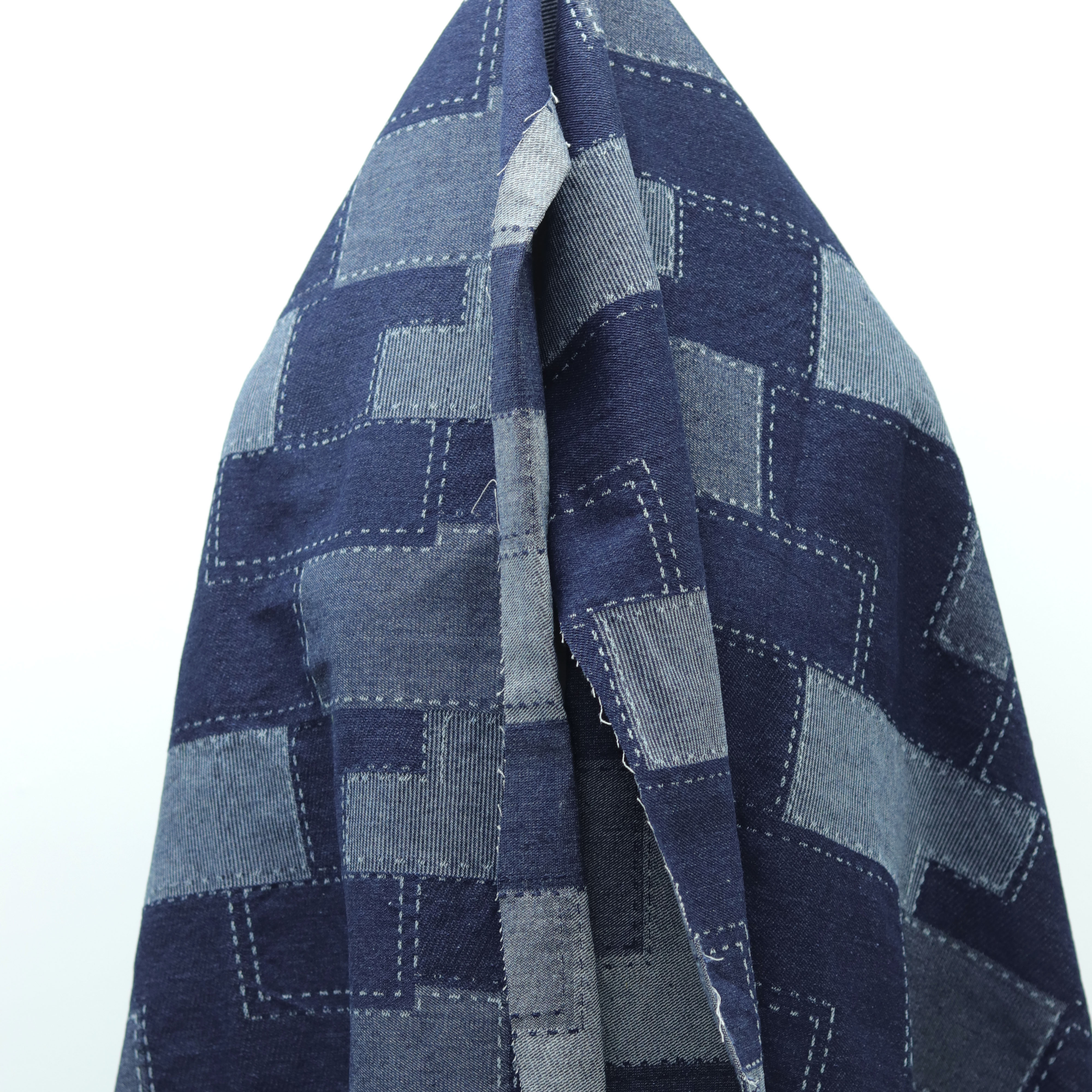 50CM/Piece Plaid jacquard wash denim clothing fabric high-grade handmade diy clothing coat bag
