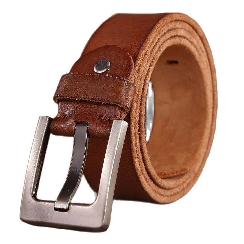 Mens High Quality Full Grain 100% Genuine Leather Natural Soft Strap Camouflage Girl Brown Wide Cowboy 130cm 241115