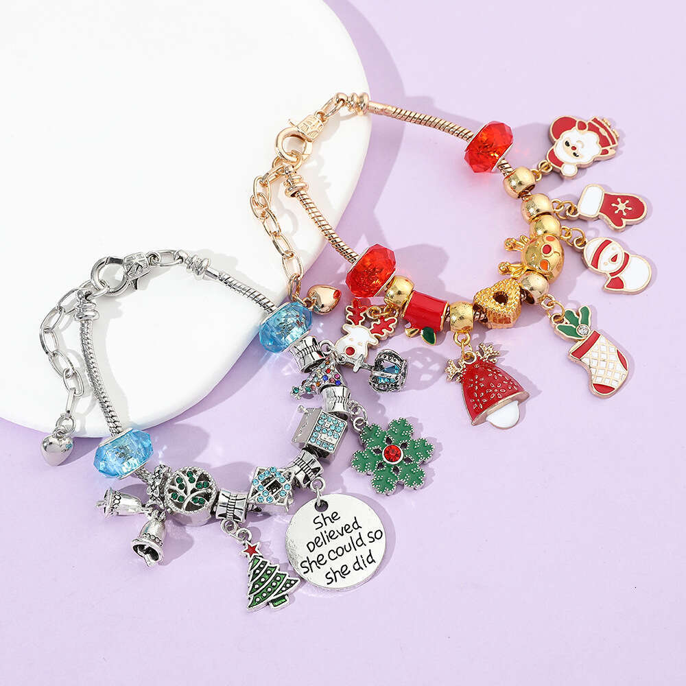 Santa Claus Colored Beaded New christmas gift Series Clover Bracelet, womens bracelet, jewelry