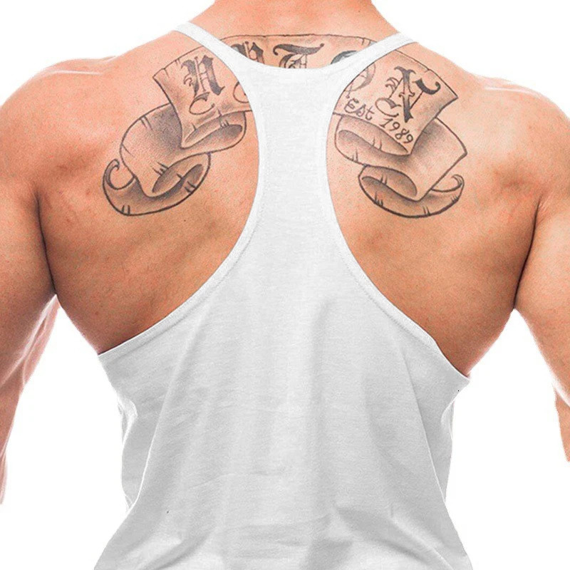 Summer Gym Stringer Tank Top Men Cotton Y Back Bodybuilding Clothing Fitness Vest Muscle Singlets Workout Sleeveless T Shirt 240415