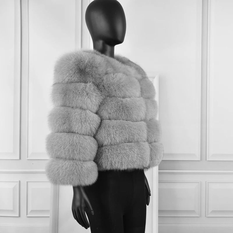 Natural 50CM Real Fur Coat Women Winter Vest Jacket Fashion Outwear 241115