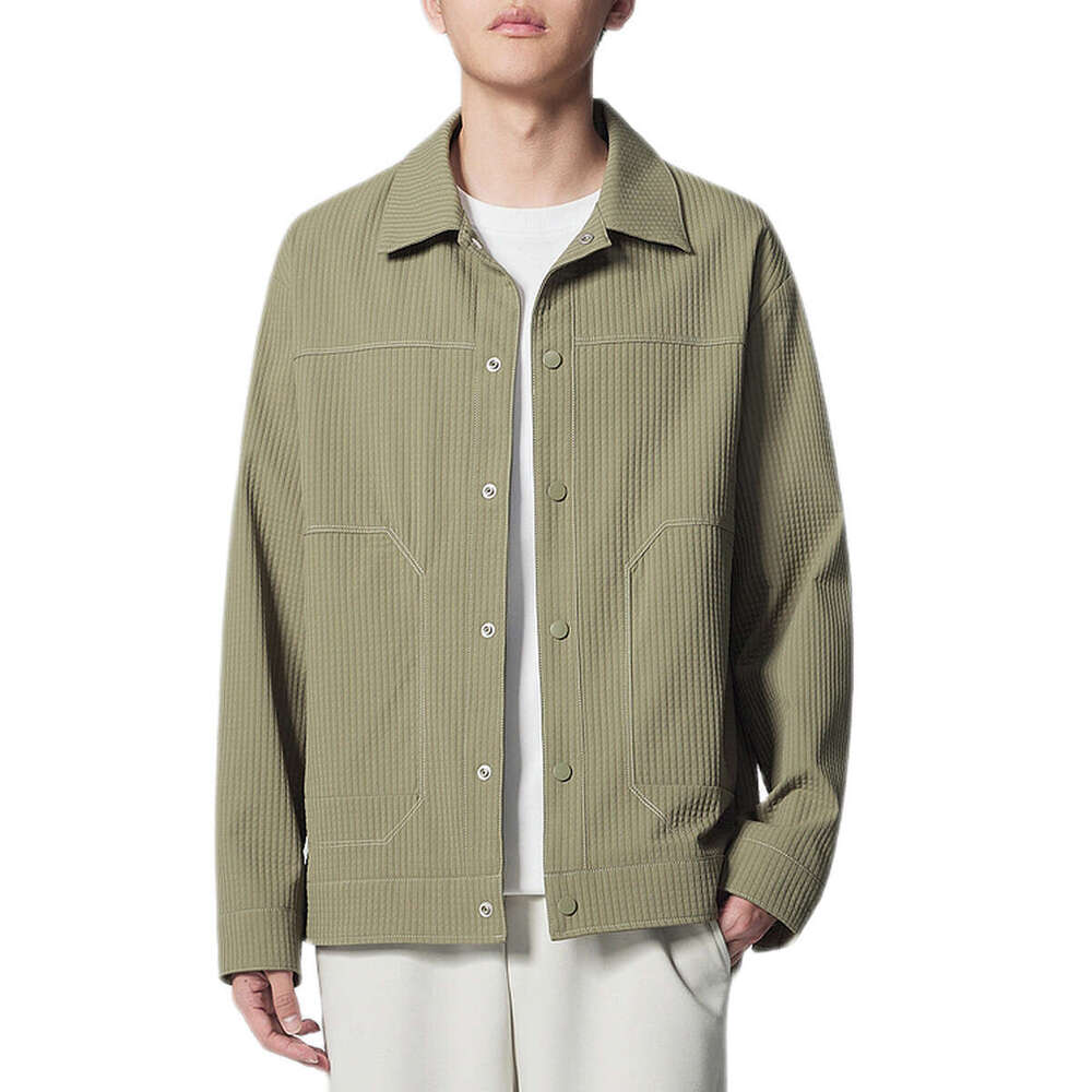 Mokaike Plaid Texture Workwear 2024 Autumn New Simple Lapel Men's Jacket 81220