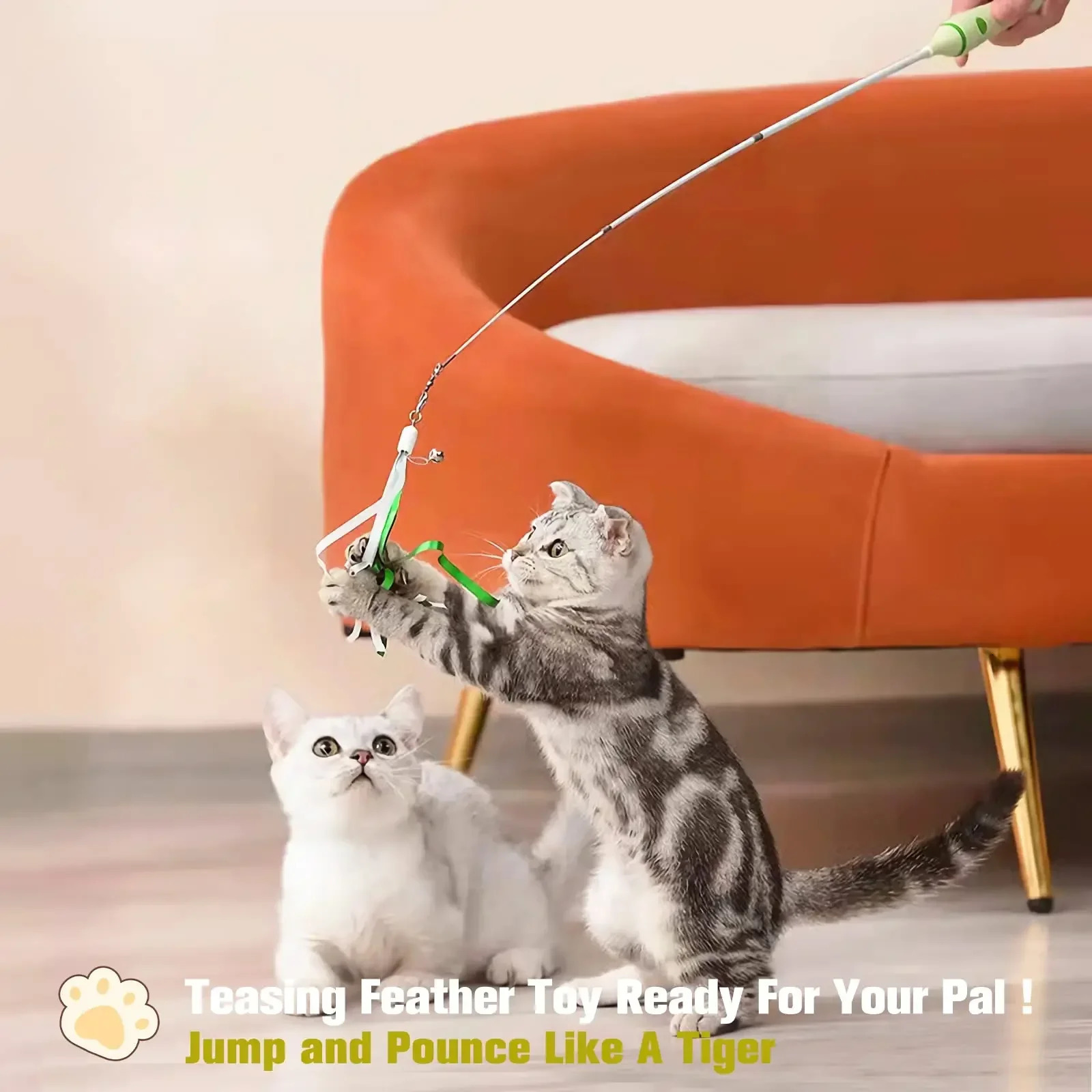 Retractable Cat Sticks Laser Cat Toy Interactive Feather Teaser Wand Toys Pet Kitten Game Fishing Pole Self Playing Hanging Toys 240411