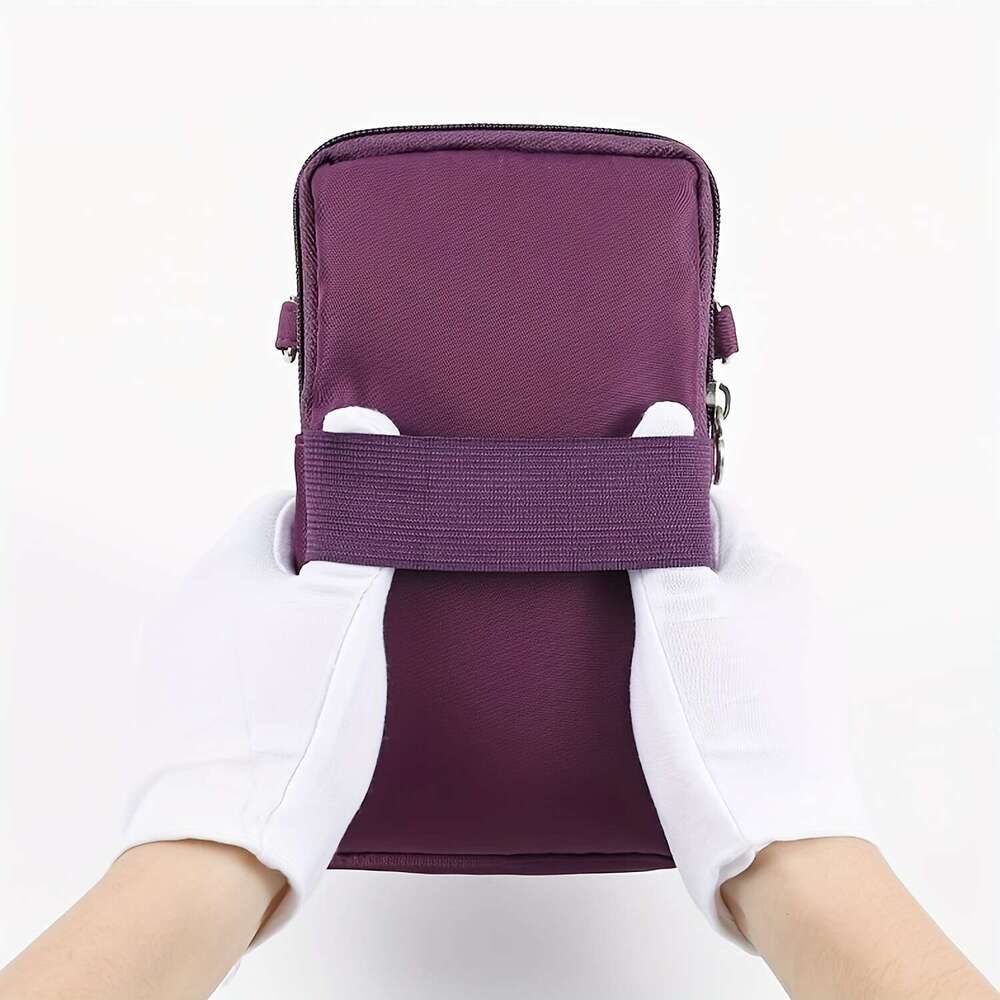 Portable Fashion Nylon Zipper Phone Bag, Versatile Small Shoulder Coin Purse with Multiple Compartments