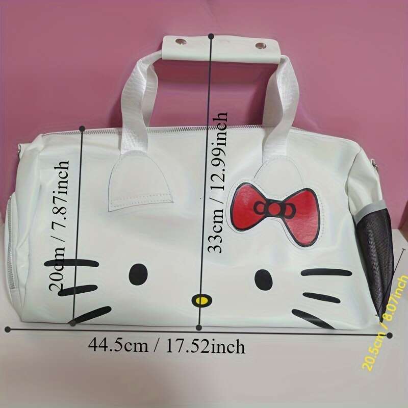 1pc Licensed Cartoon Large Tote Bag - Cute Bow Design, PU Shoulder Crossbody Straps, Spacious Interior, Perfect Gym, Travel, and Daily Use, Ideal Gift