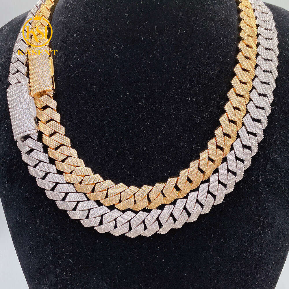 Moissanite Baguette Cuban Link Chain Necklace Customize S925 Sterling Silver 15mm 18mm Gift Box Jewelry Hiphop