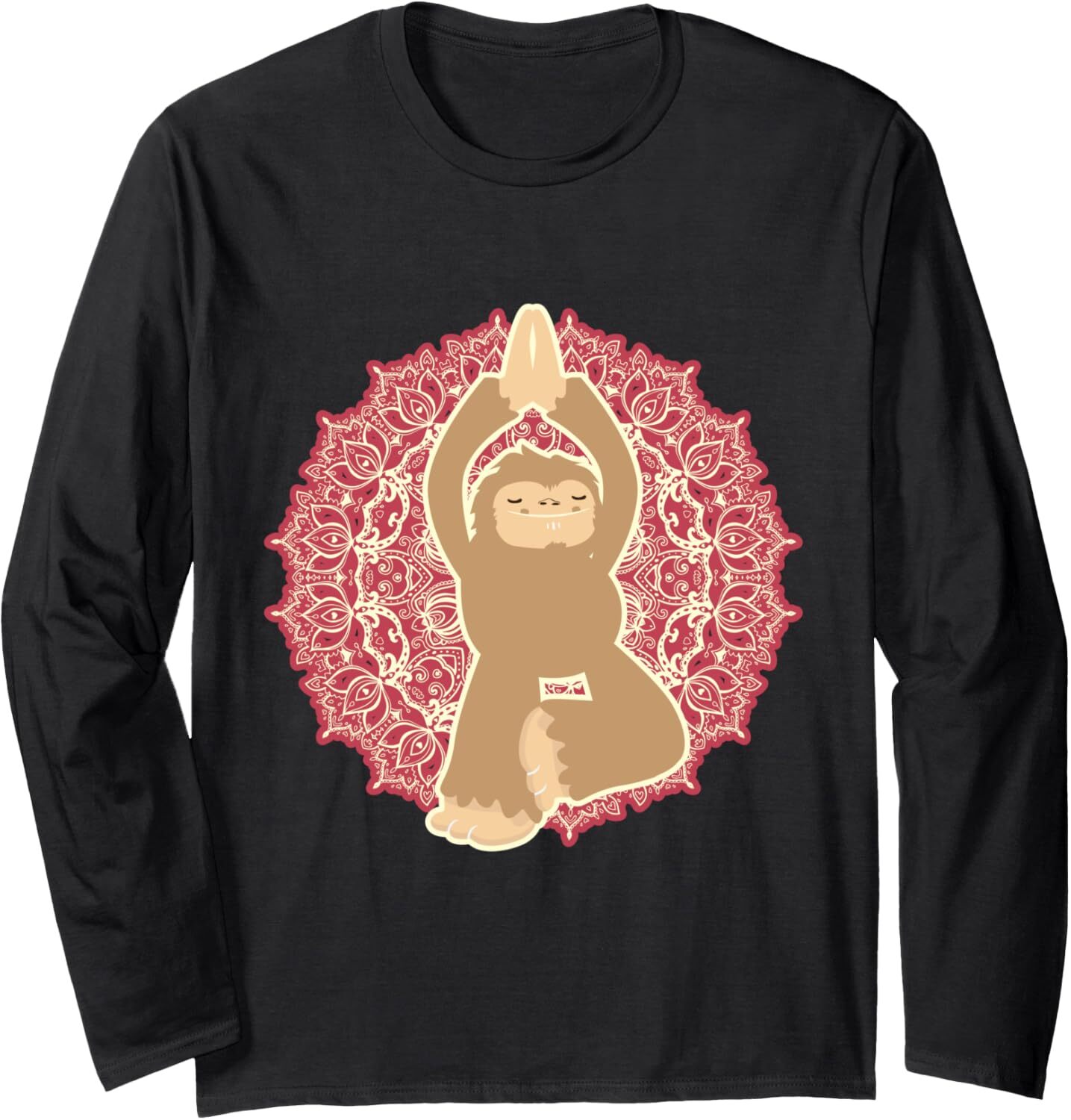 Long Sleeve Shirts for Men sweatshirt Bigfoot Doing Yoga Fitness Lotus Flower Gym Gift Long Sleeve T-Shirt T shirt Tee Streetwear Casual tops clothes