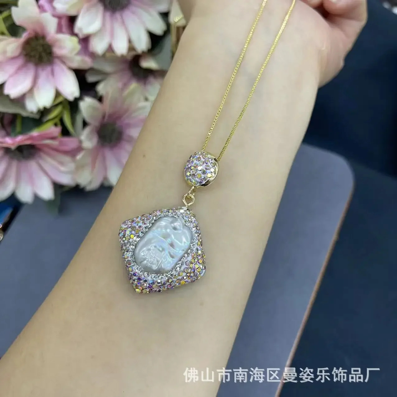 Square Baroque Pearl Jewelry Set Ceramic Clay Inlay Three Piece Set Medieval Natural Jewelry Source Wholesale 241115