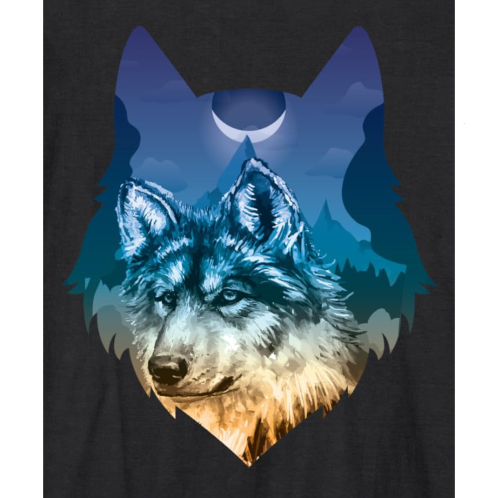 Long Sleeve Shirts for Men sweatshirt Wolf Night Sky Moon Wild Animal Funny Gift Long Sleeve Tee Streetwear Casual tops clothes cool