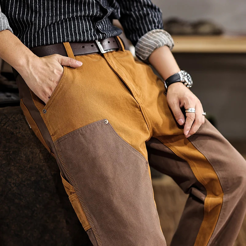 Mens pants straight loose patches cargo mens clothing highquality 241115