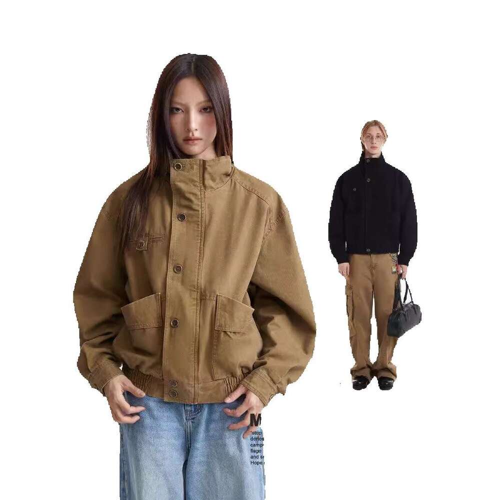 MADEEXTREME Street Vibe High Neck Neutral Loose Denim Jacket Top Coat Male