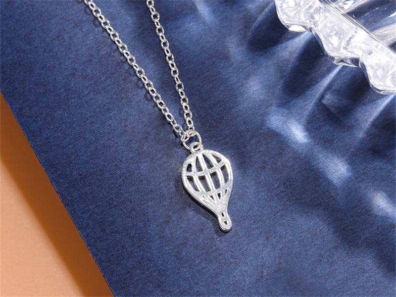 10PCS Cute Stainless Steel Hot Air Balloon Pendant Necklace Cartoon Outdoor Creative Charm Chain Choker for Women Girl