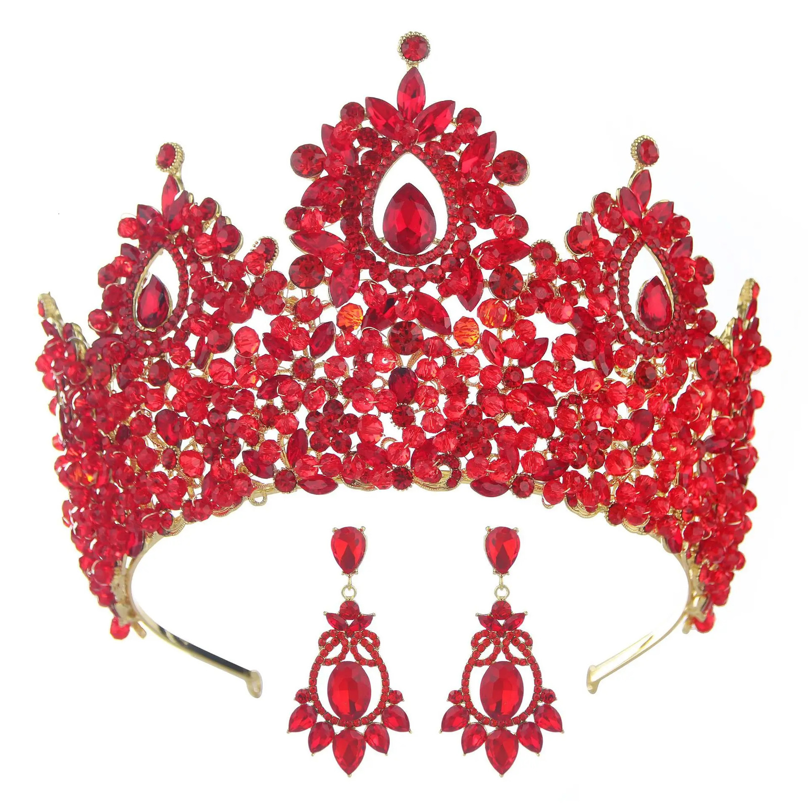 Crystal Royal Queen Crowns Miss Universe Bridal Headwear Womens Blue Pageant Diadem Indian Wedding Hair Accessories 241114