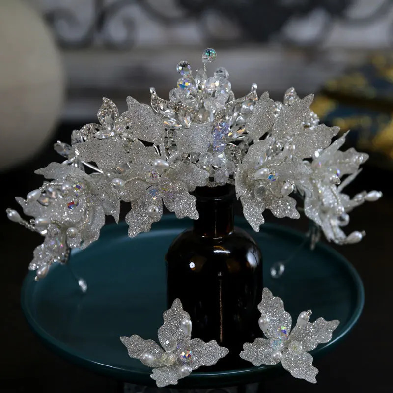 Wedding crystal headpiece brides hair jewelry accessories earring set brides headpiece Quinceanera party ball headpiece 241115