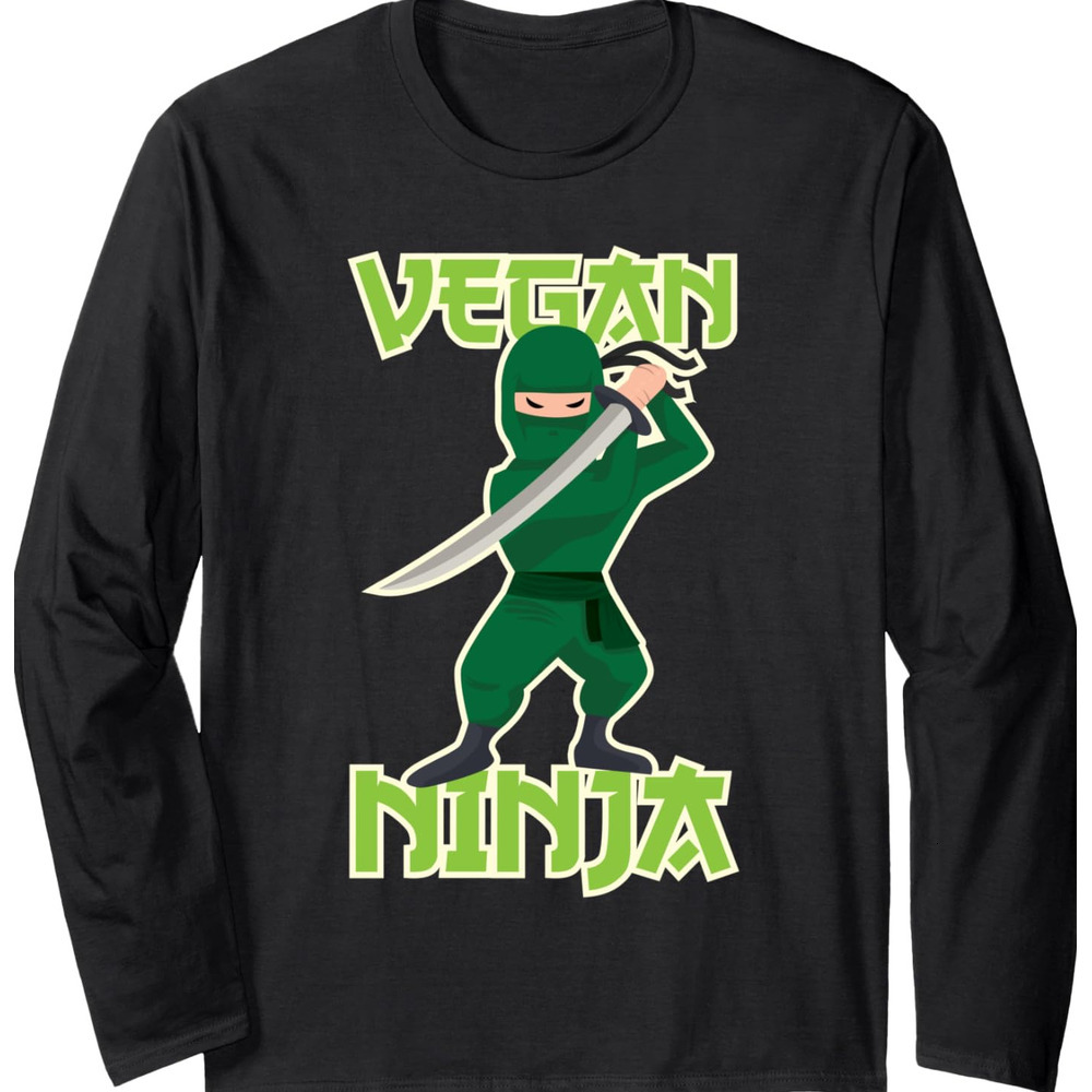 Long Sleeve Shirts for Men sweatshirt Vegan Ninja Awesome Veggie Lover Funny Gift Long Sleeve Tee Streetwear Casual tops clothes cool