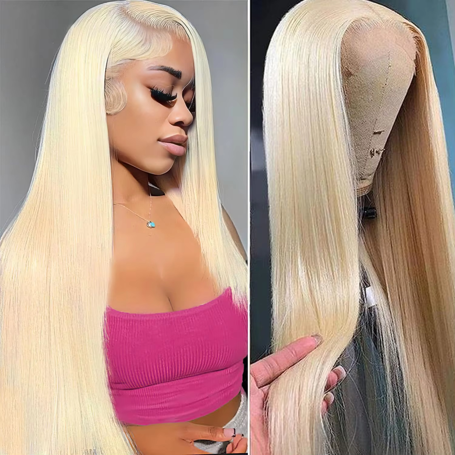 13x4 Highlight Red Hair Lace Frontal Wig Bone Straight Natural Similar to Real Human Hair Wigs Brazilian 32inch Synthet Silky Front Closure Wig For Wo