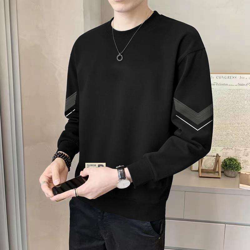 Top Loose Jacket Versatile Base Shirt Long Sleeved Warm Autumn And Winter Thick Hoodie Men's Casual Round Neck Pullover