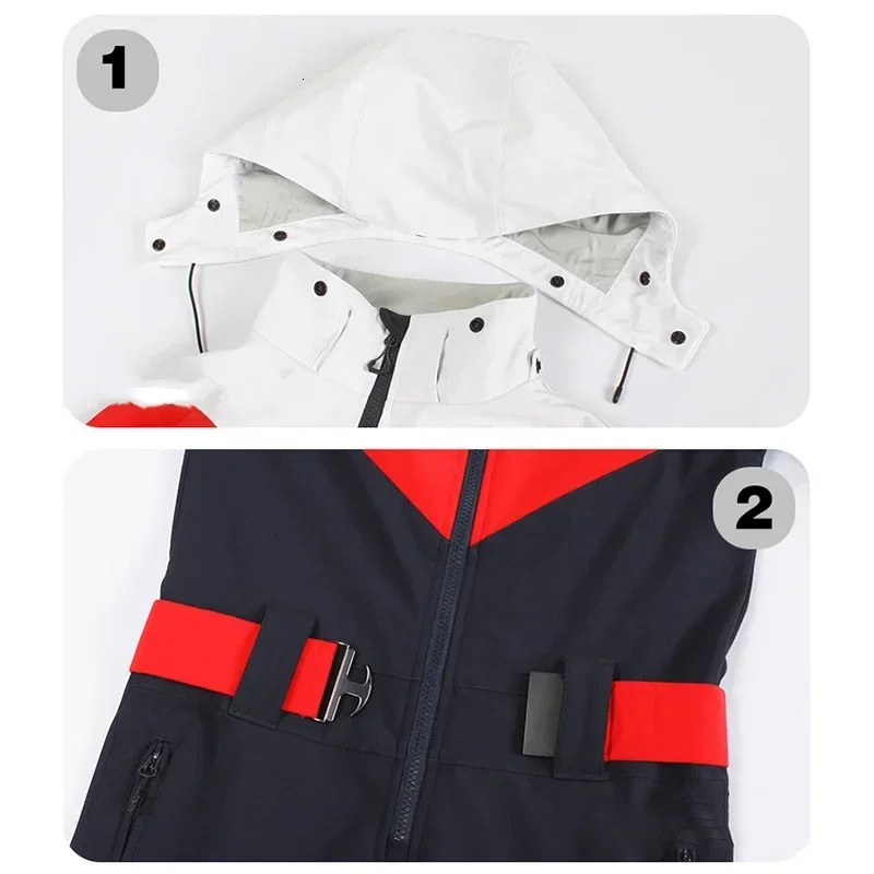 Waterproof Snowboard Hooded Clothes Outdoor New One-Piece Ski Suit Winter Women Sport Mountain Skiing Sets Windproof Snowsuit