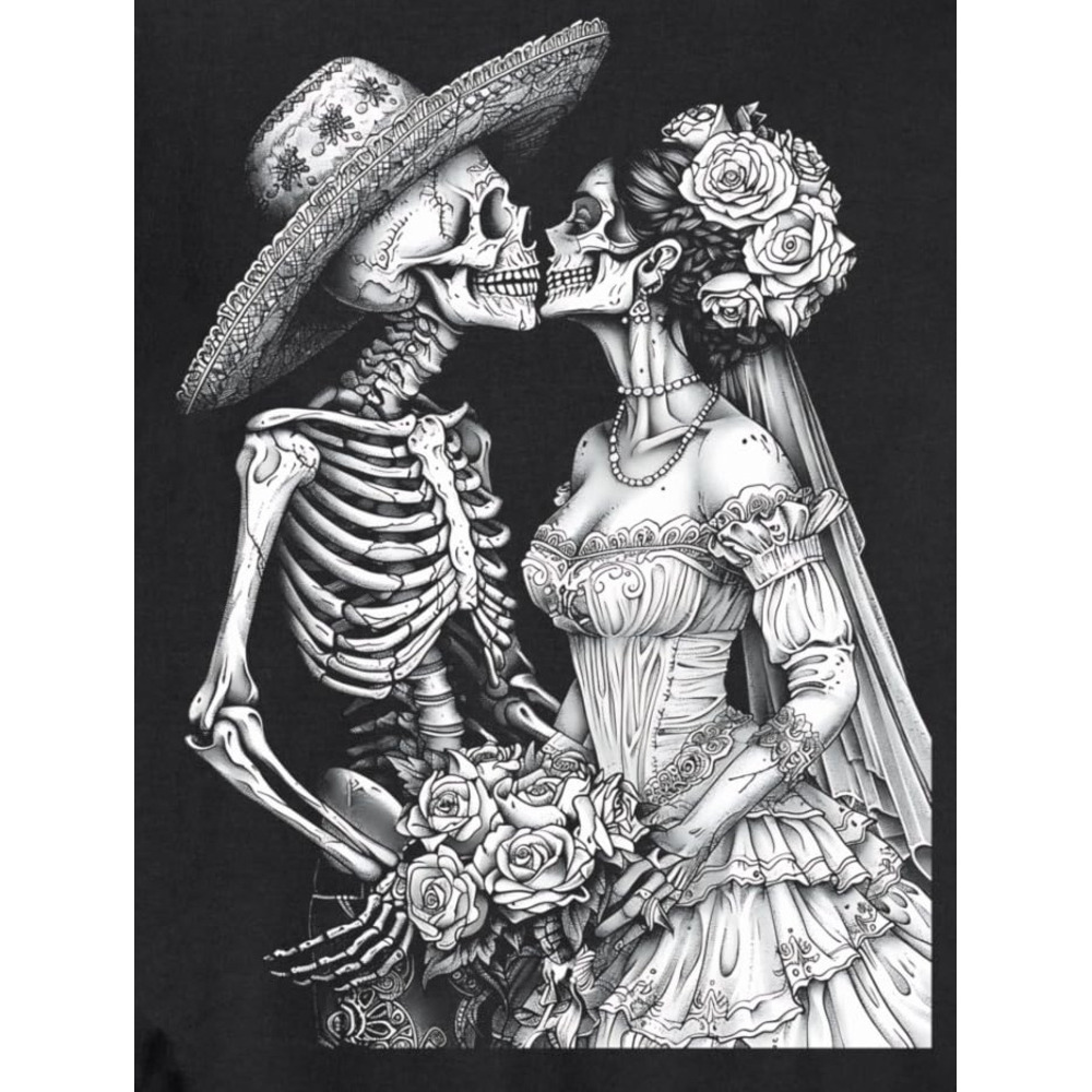 Long Sleeve Shirts for Men sweatshirt Skeleton Wedding Day Dead Bride and Groom Kiss Graphic Tees Sweatshirt Streetwear Casual tops clothes
