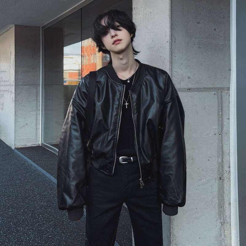 MYQ Handsome Short For Men In Autumn Winter, Luxury And Loose Jacket, Korean Edition, Trendy Motorcycle Leather Jacket